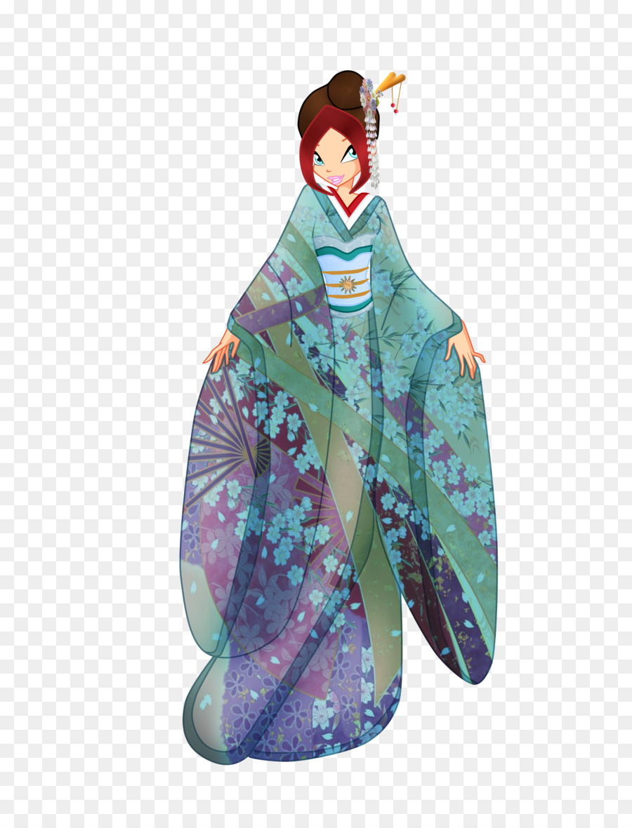 Mujer En Kimono，Tradicional PNG