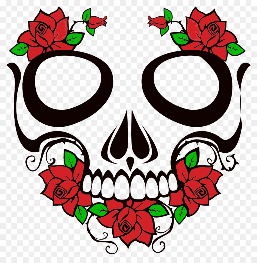 Calavera Con Rosas，Diseño PNG