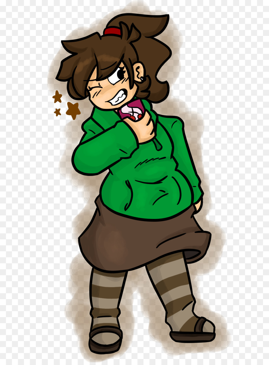 Niña De Dibujos Animados，Sudadera Con Capucha Verde PNG