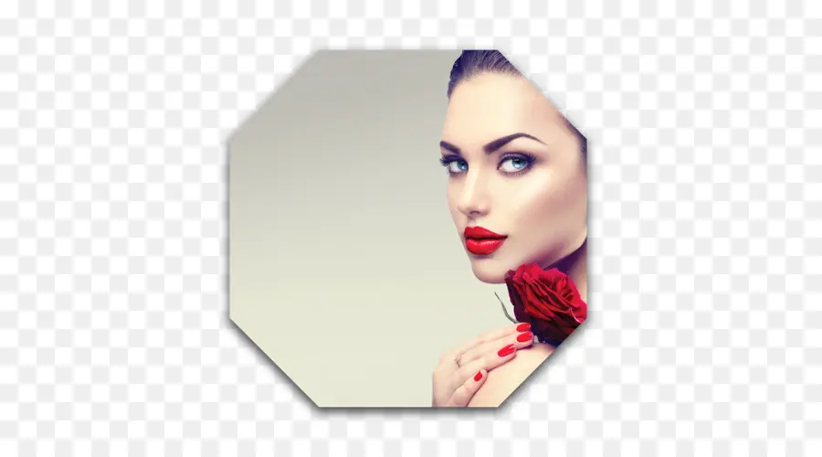 Mujer Con Rosa Roja，Labios Rojos PNG