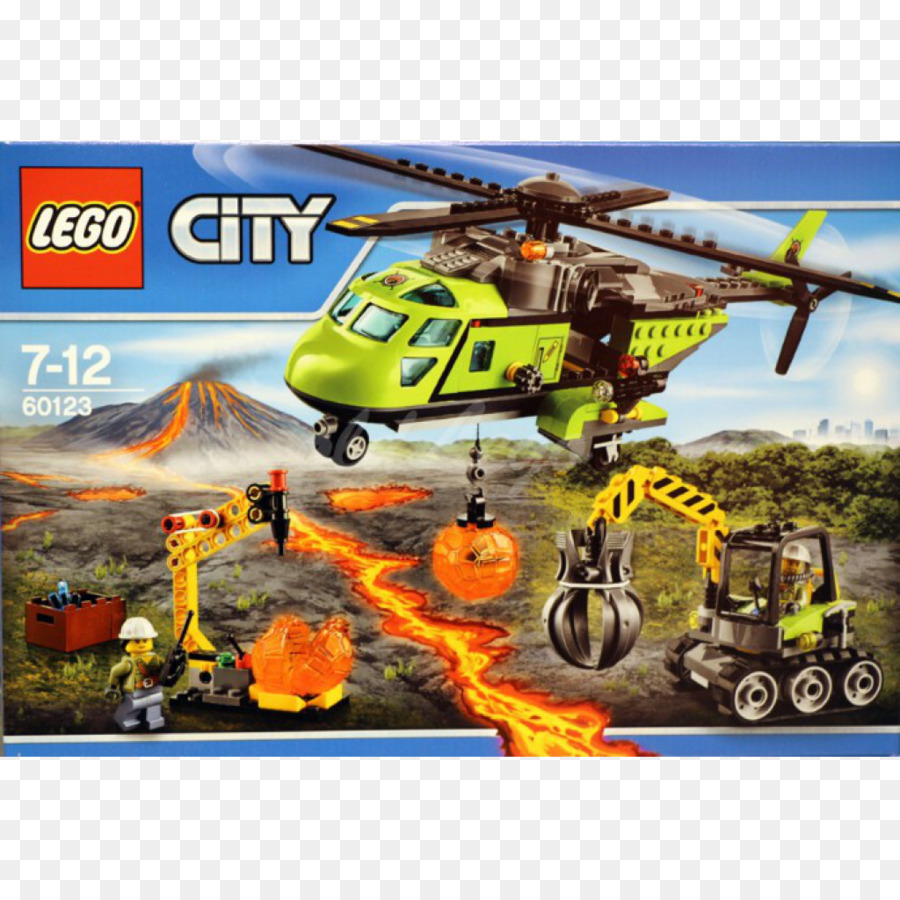 Lego City，Lego 60123 De La Ciudad De Volcán De Suministro De Helicópteros PNG
