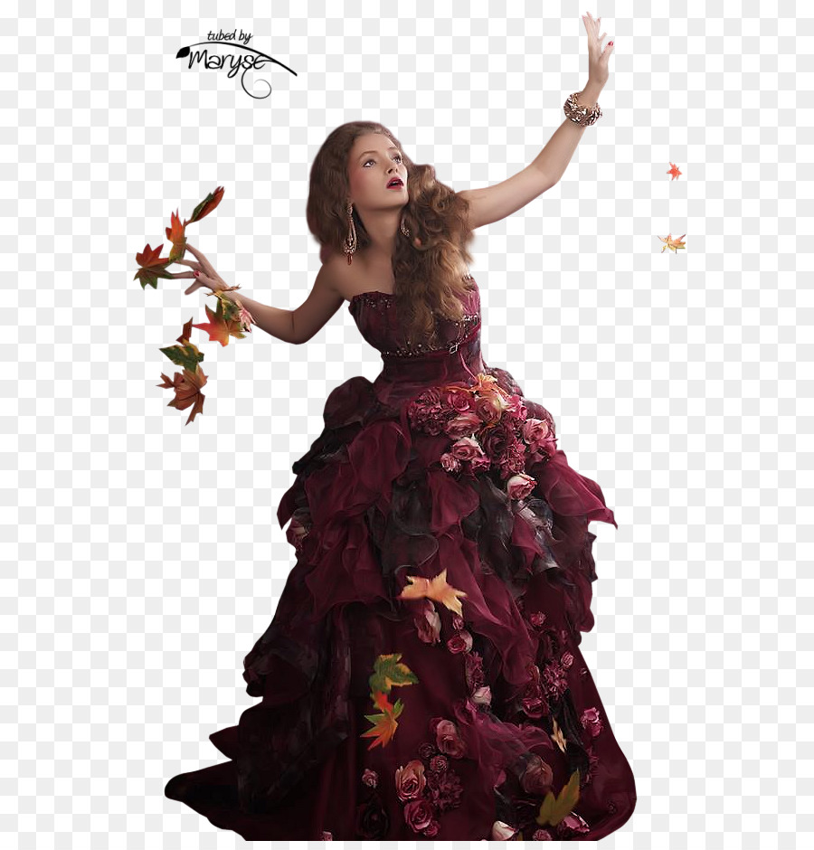 Mujer En Vestido Rojo，Moda PNG