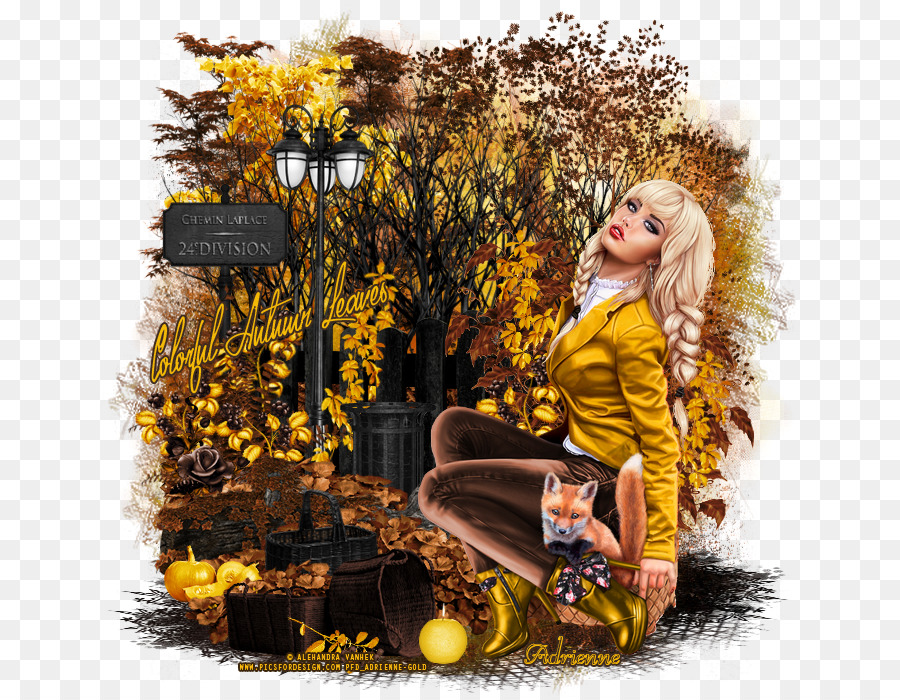 Escena De Otoño Con Mujer，Caer PNG