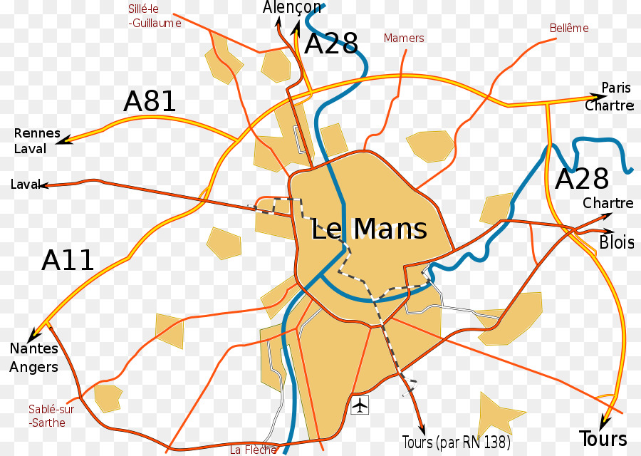 La Carretera De Circunvalación De La Carrera De Le Mans，Mapa PNG