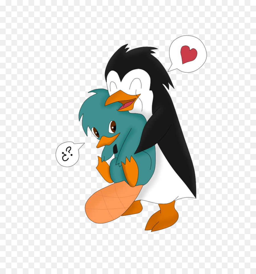 Pingüino Y Ornitorrinco，Abrazo PNG