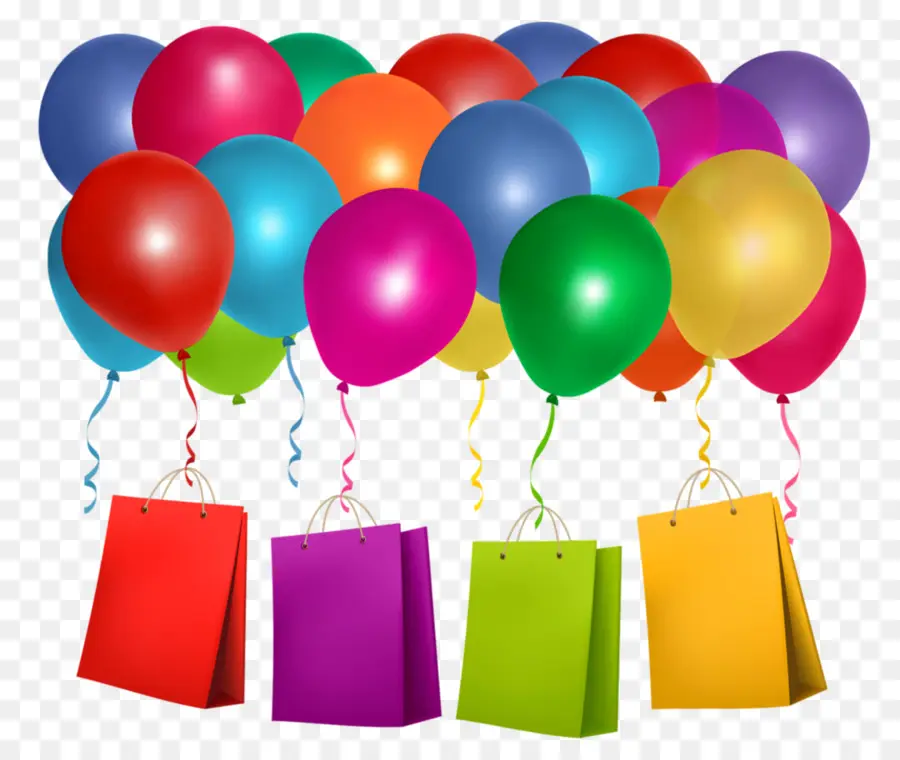 Globos De Colores Y Bolsas De Regalo，Globos PNG