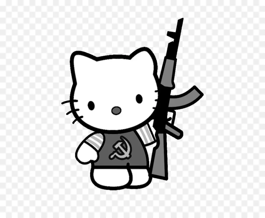 Hello Kitty Con Rifle，Personaje PNG