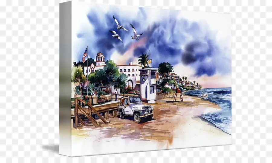 Laguna Beach，Pintura A La Acuarela PNG