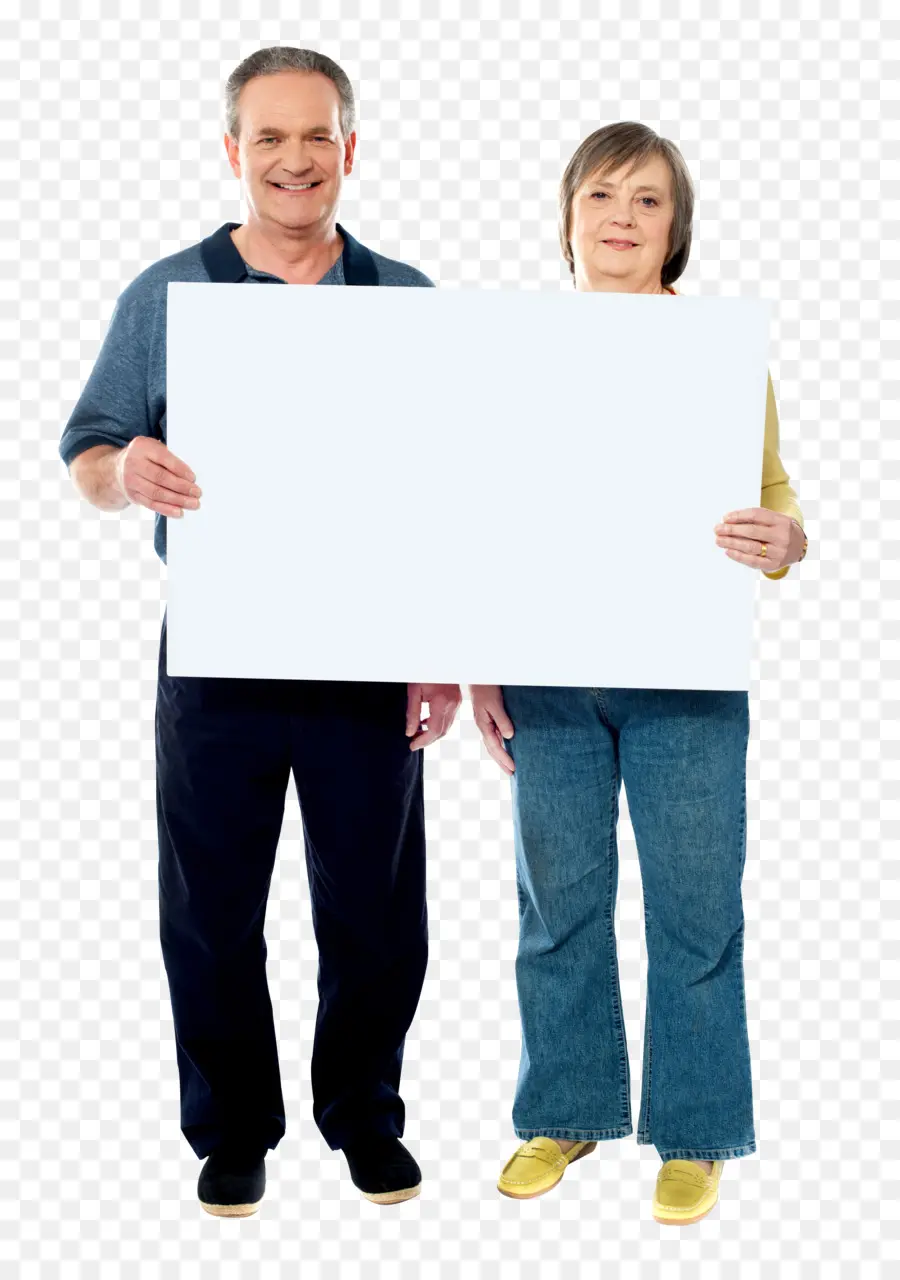 Pareja Con Cartel En Blanco，Hombre PNG