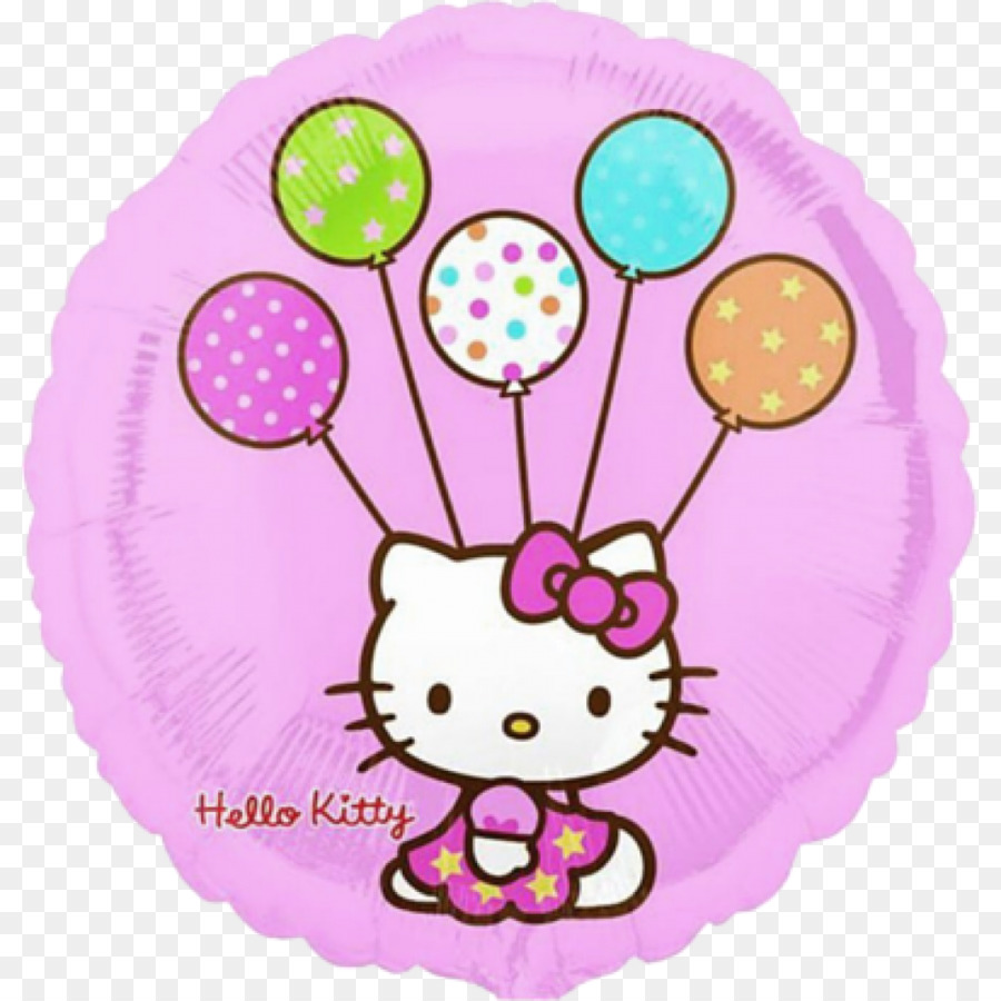 Hola Kitty Con Globos，Rosa PNG