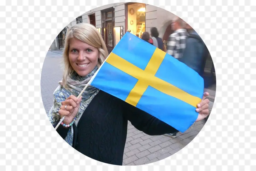 Mujer Con Bandera Sueca，Suecia PNG