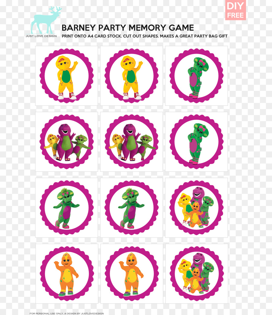 Juego De Memoria De Barney，Barney PNG