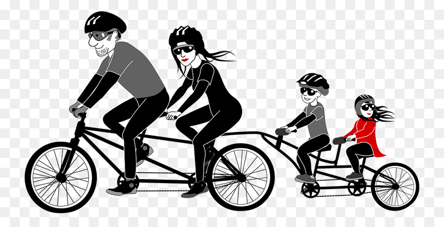 Familia En Bicicleta Tándem，Ciclismo PNG