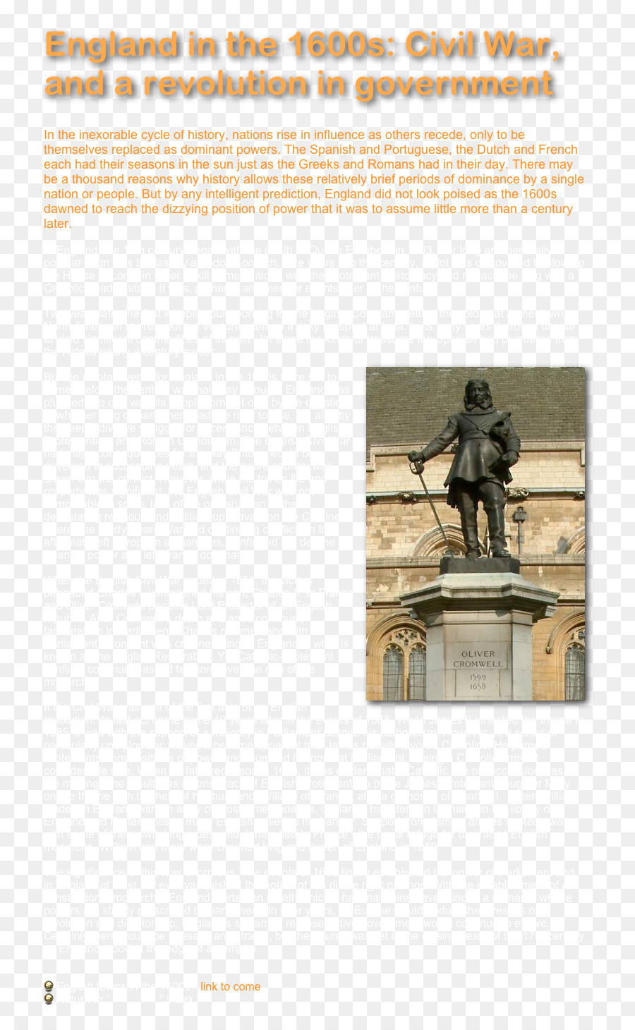 Estatua De Oliver Cromwell De Westminster，Monumento PNG