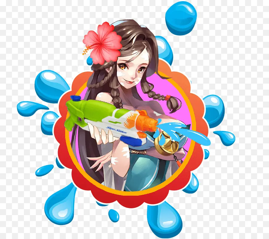 Chica Con Pistola De Agua，Agua PNG