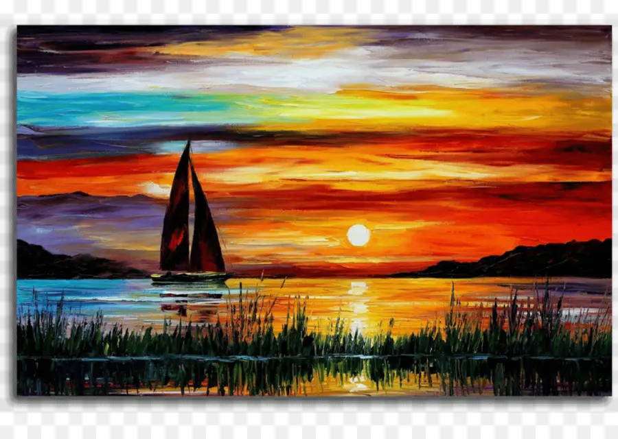 Pintura Al Atardecer，Velero PNG