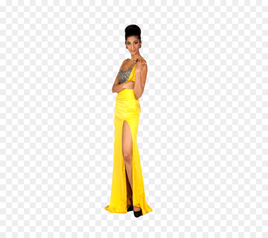 Vestido Amarillo，Mujer PNG