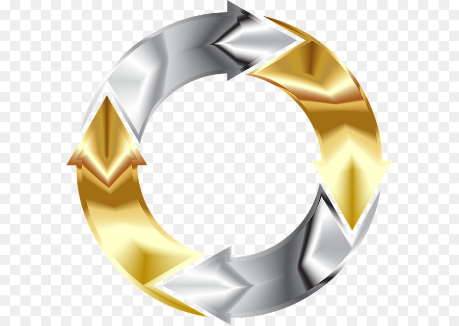 Flechas Circulares De Oro Y Plata，Ciclo PNG