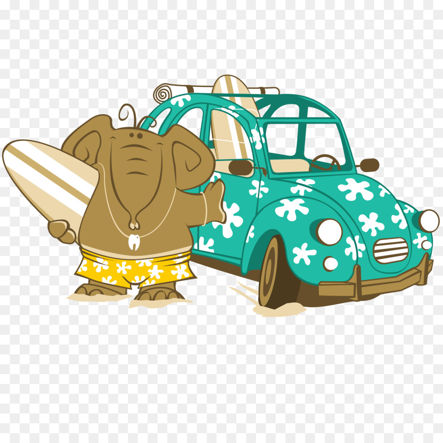 Elefante Con Tabla De Surf，Auto PNG