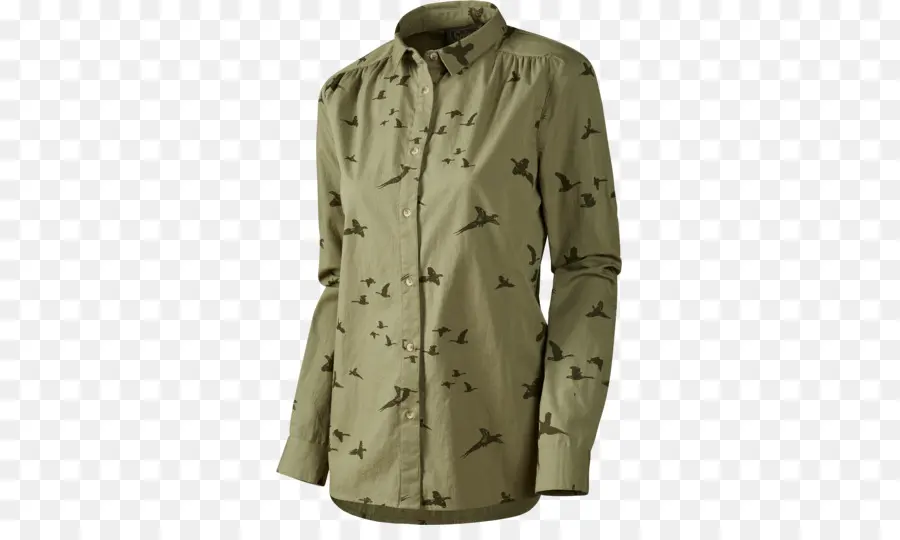 Camisa Verde，Patrón De Pájaro PNG