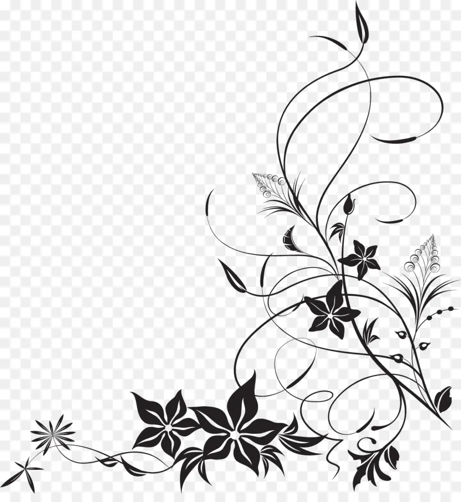 Diseño Floral，Negro PNG