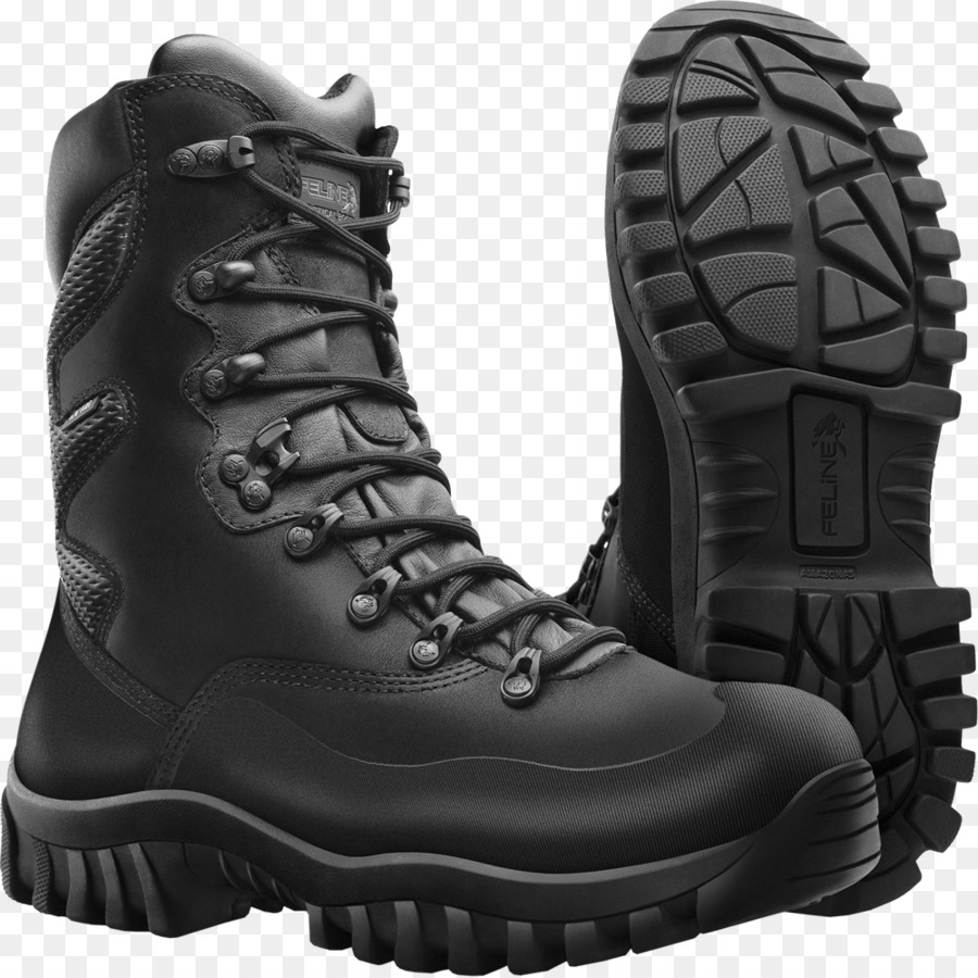 Bota Negra，Con Cordones PNG