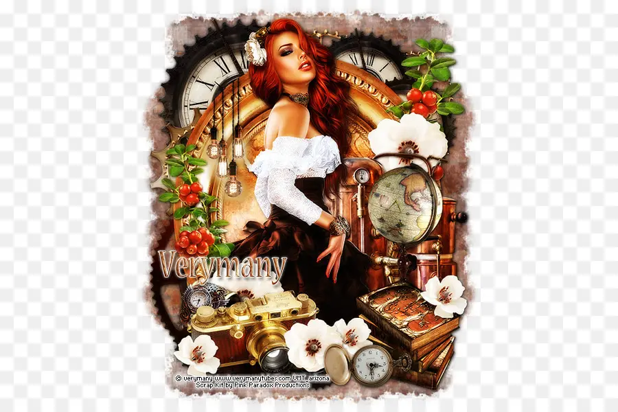 Mujer Steampunk，Reloj PNG