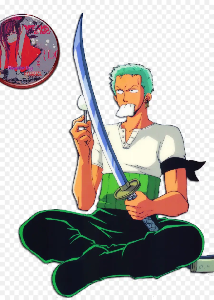 Personaje De Anime Con Espada，Pelo Verde PNG