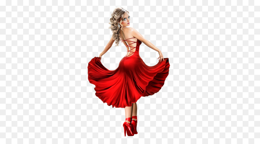 Vestido Rojo，Moda PNG