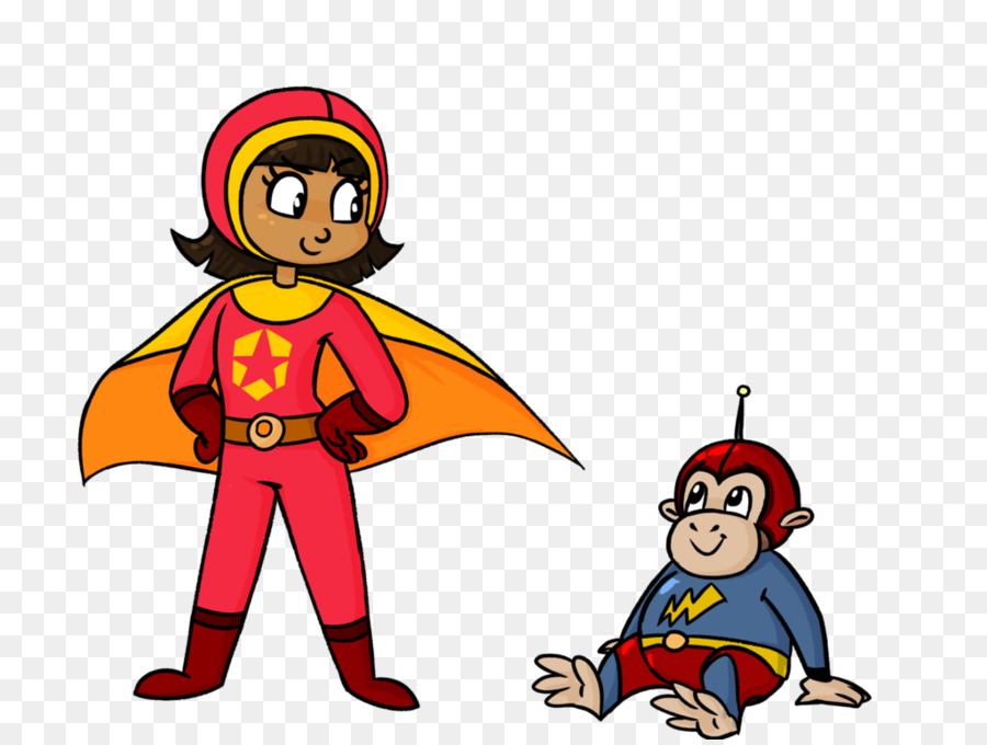 Superhéroe Y Mono，Dibujos Animados PNG