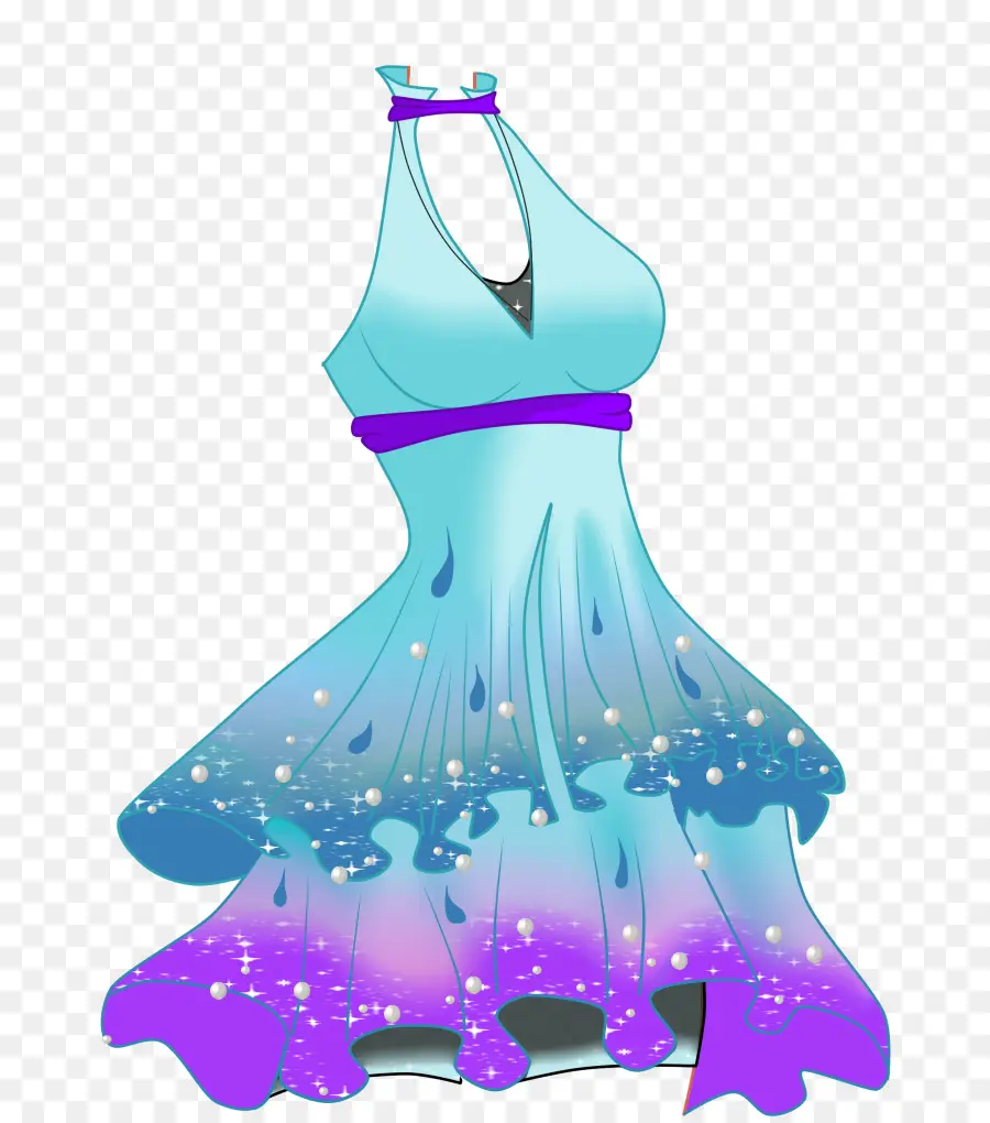 Vestido Azul，Moda PNG