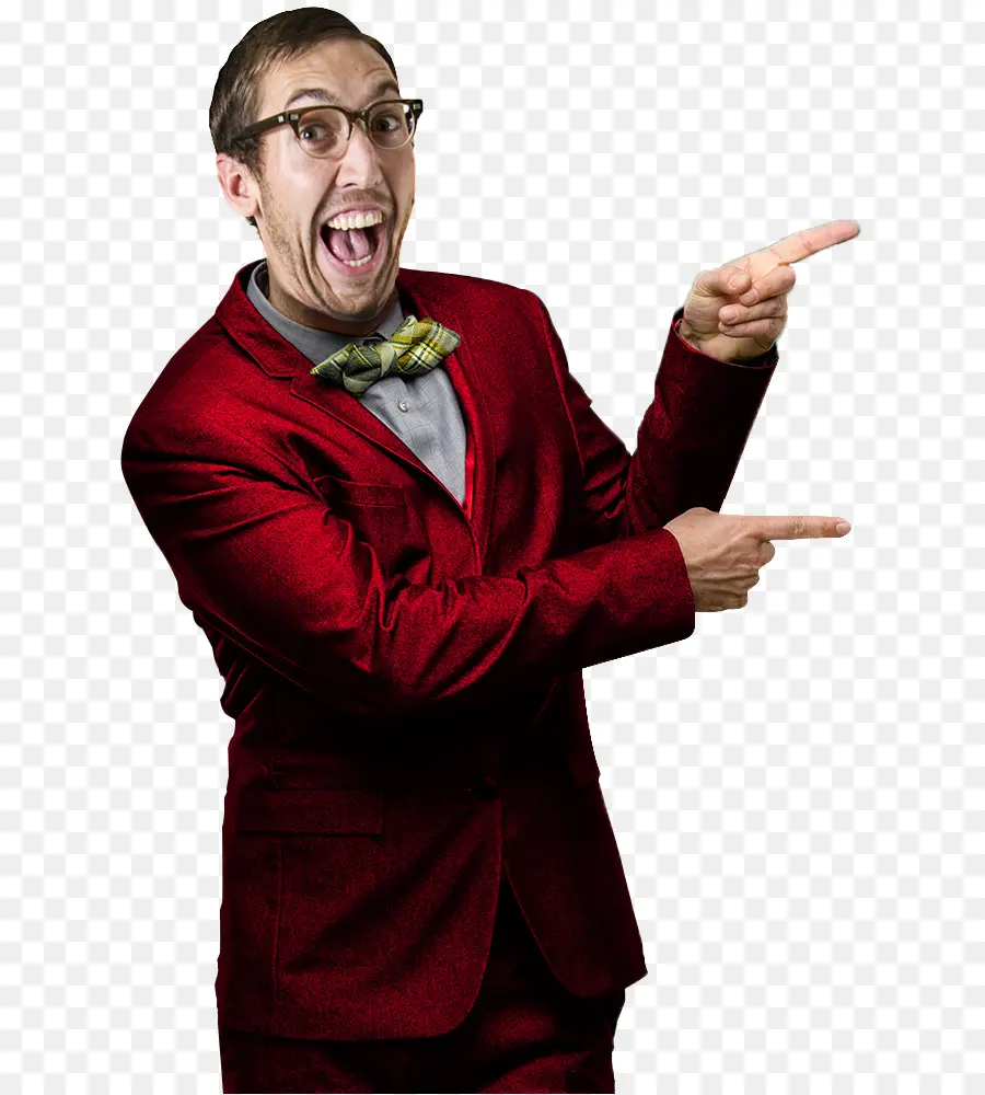 Hombre De Traje Rojo，Señalando PNG