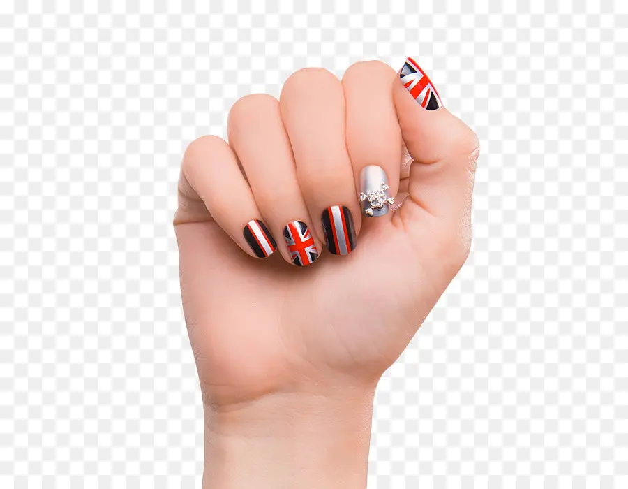 Arte De Uñas Union Jack，Mano PNG