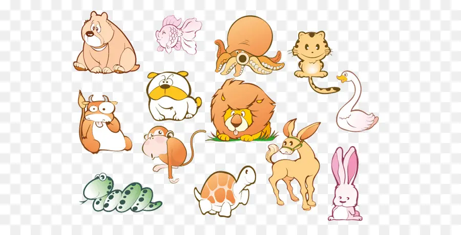 Animales De Dibujos Animados，Lindo PNG