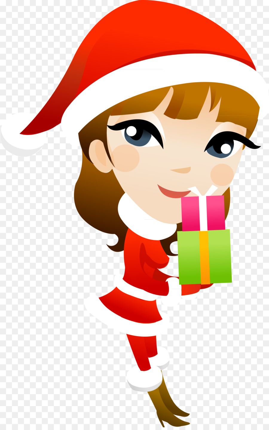 Chica Con Regalos，Navidad PNG