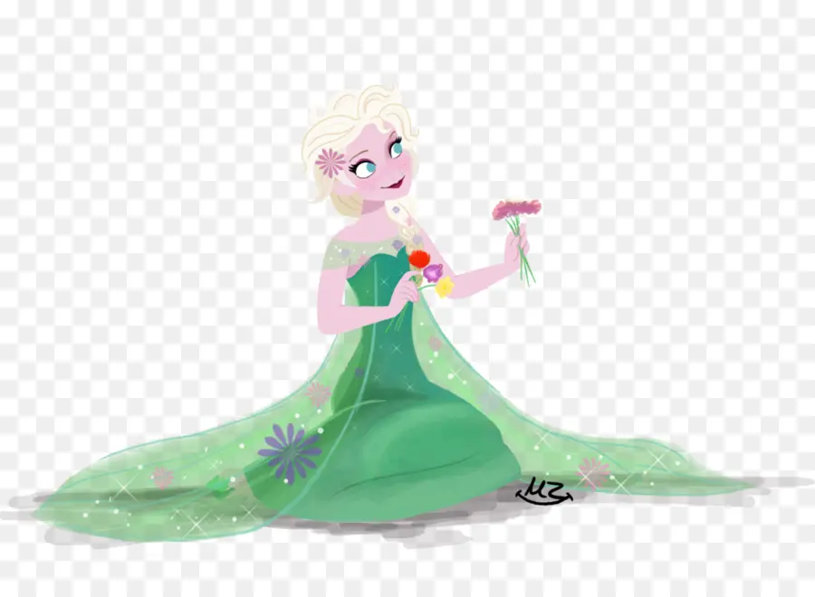 Princesa，Vestido Verde PNG