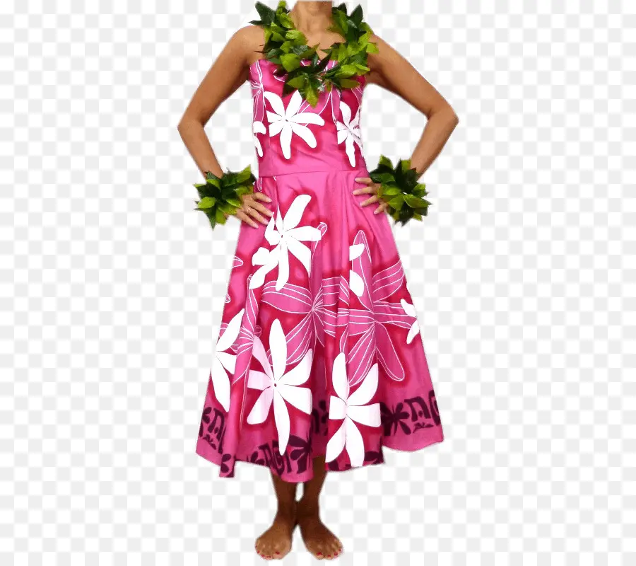 Vestido Con Print De Flores Rosado，Hawaiano PNG