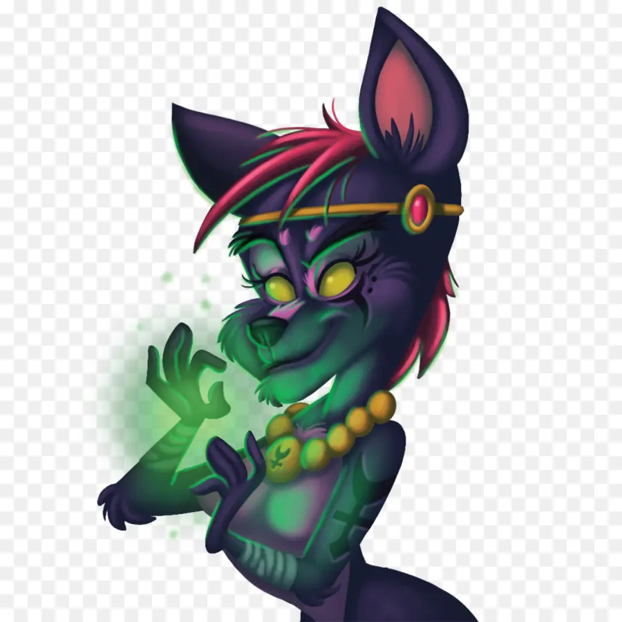 Zorro De Dibujos Animados Con Magia Verde，Animal PNG