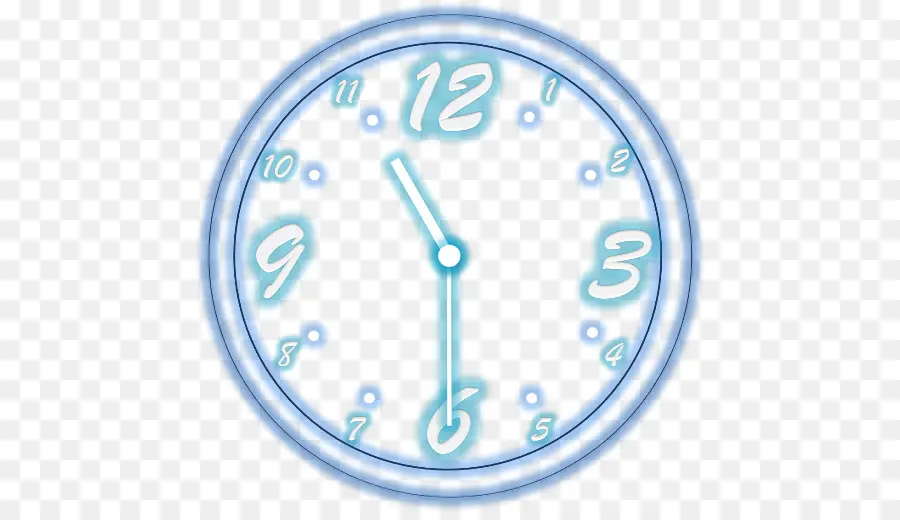 Reloj De Neón Azul，Tiempo PNG