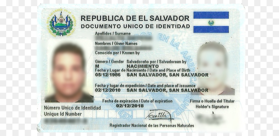 Documento De Identidad，El Salvador PNG