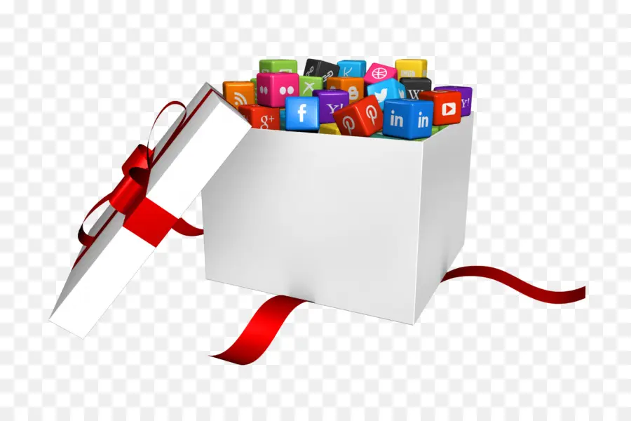 Caja De Regalo Con Iconos De Redes Sociales，Redes Sociales PNG