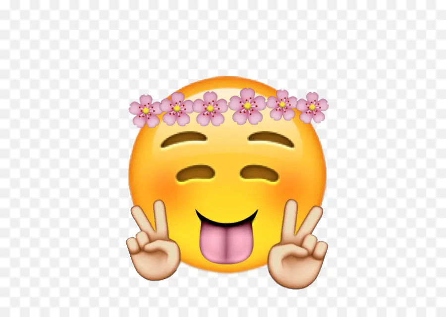 Emoji Con Corona De Flores，Signo De La Paz PNG