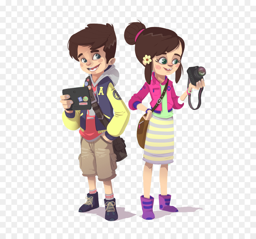 Niños De Dibujos Animados Con Gadgets，Niños PNG