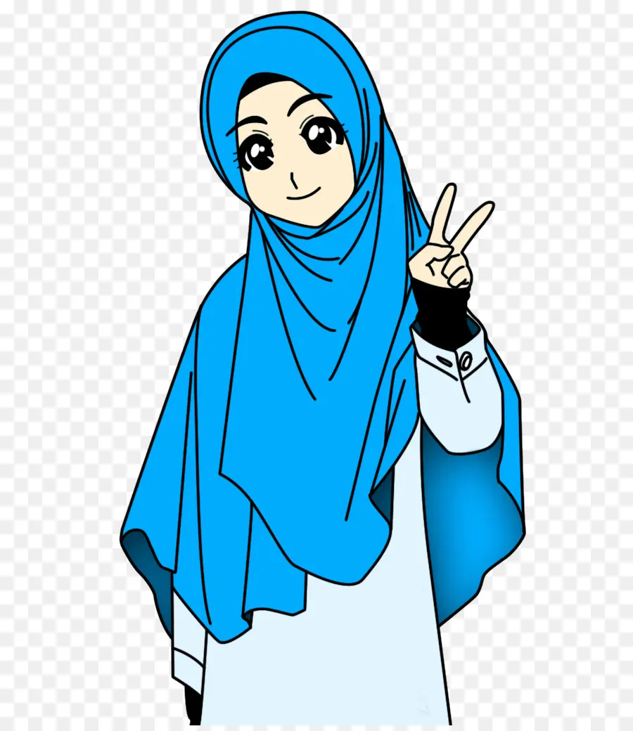 Chica En Hijab，Signo De La Paz PNG