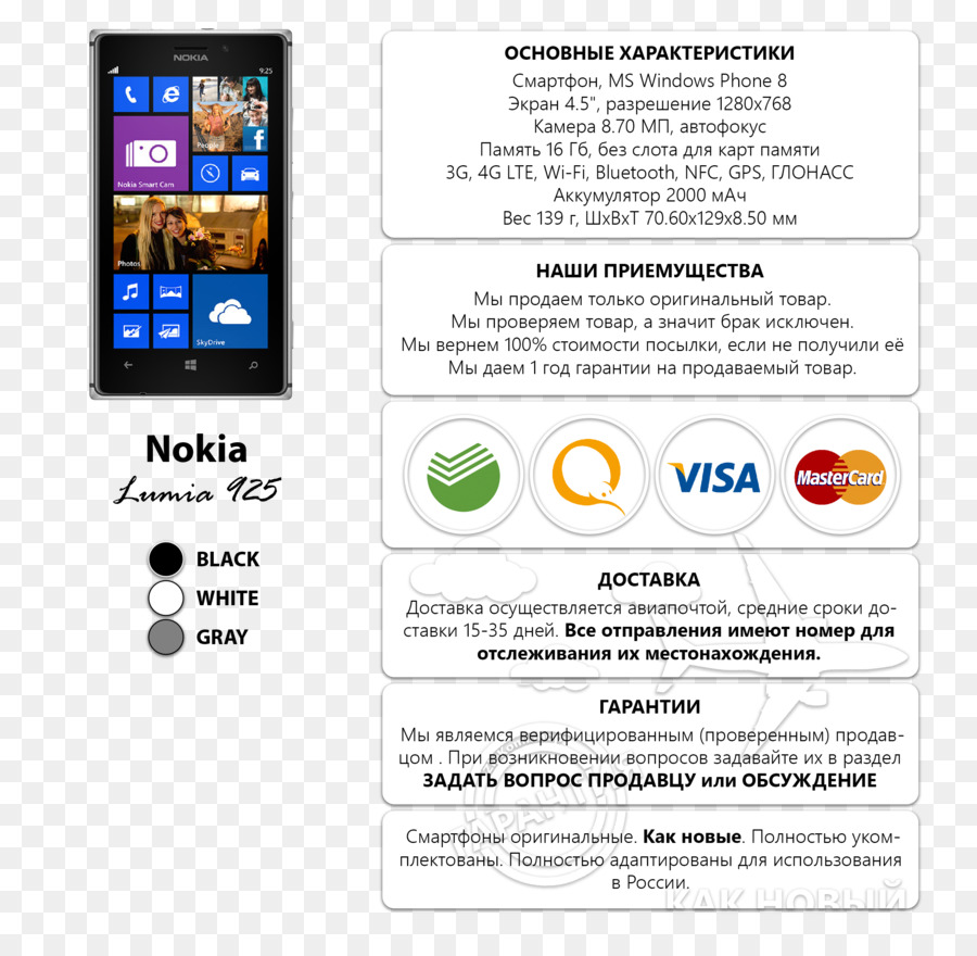 Nokia Lumia 925，Teléfono Inteligente PNG