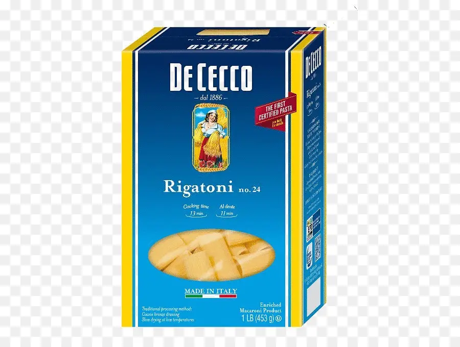 Rigatoni，De Cecco PNG