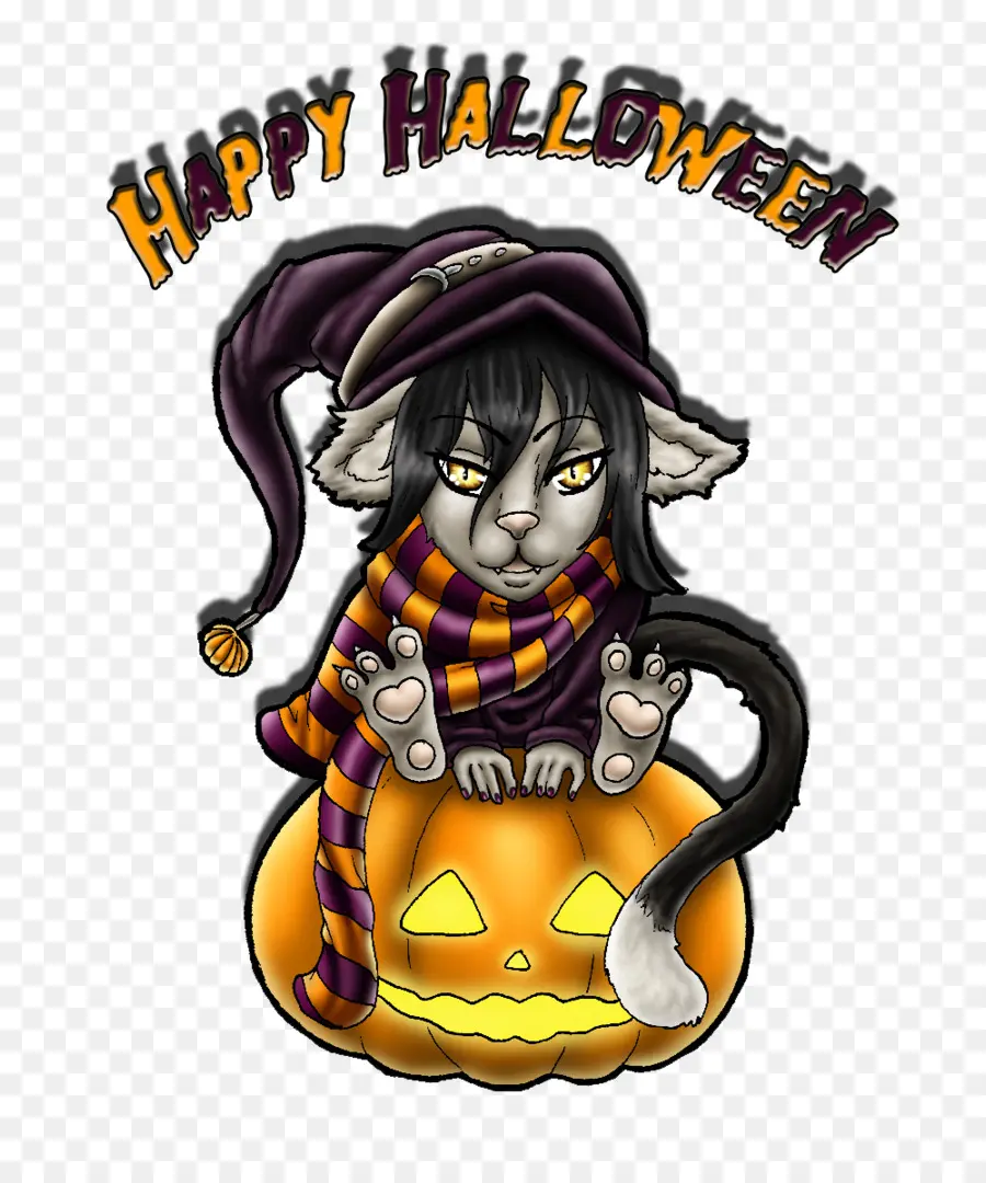 Gato De Halloween，Calabaza PNG