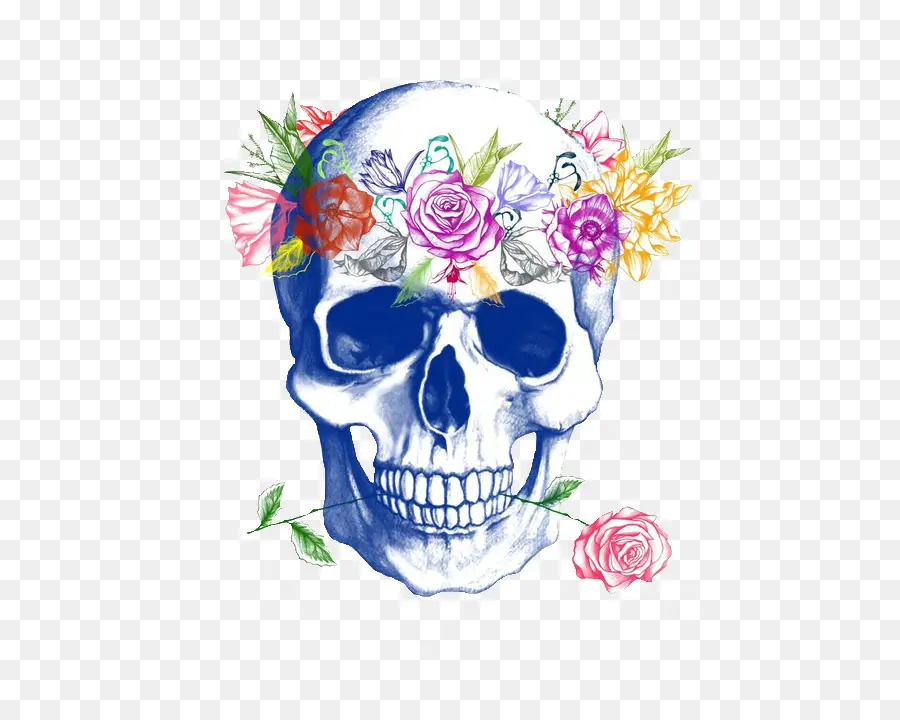 Calavera Con Flores，Esqueleto PNG