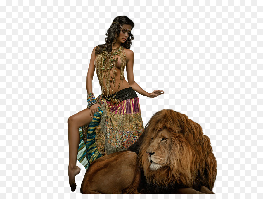 Mujer Y León，Animal PNG