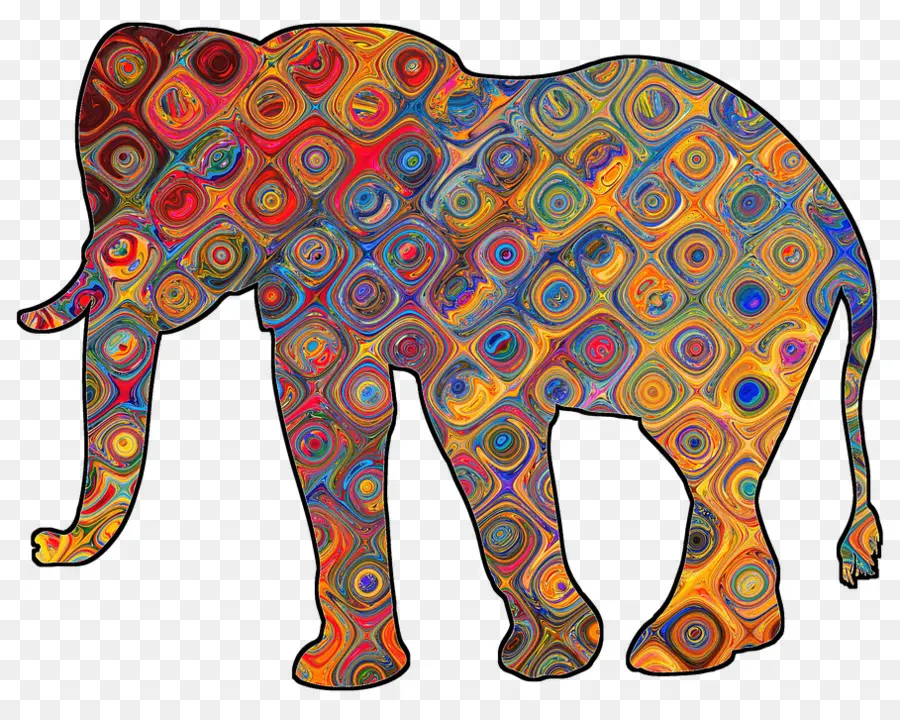 Elefante Colorido，Patrón PNG